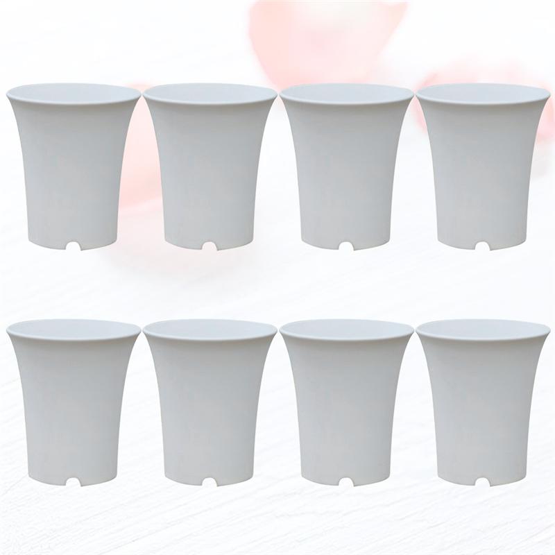 10 stk sukkulenter blomsterpotte plantepotte planter plastikpotter runde til hjemmekontor eller havedekoration - ekstra lille (hvid)