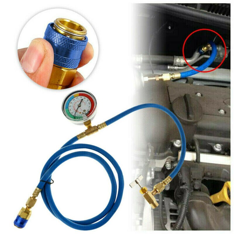 For Car Auto Air Conditioning AC R134A Refrigerant Recharge Measuring Hose Gauge Kit