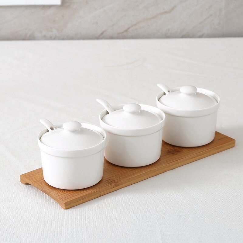 Keramische Specerij Opslag Jar Creatieve Keramische Keuken Kruiden Tank Set Olijfolie Fles Suiker Zout Shaker Kruidkruik: solid ry