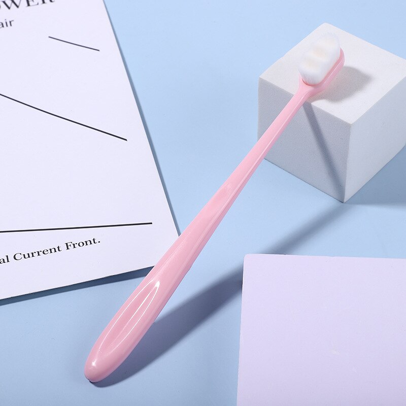 4pcs Pro Super Soft Toothbrush Nano Toothbrush Tooth Brush Whitening Adults Portable Travel Toothbrush With Box Oral Care Tool: 4pcs pink