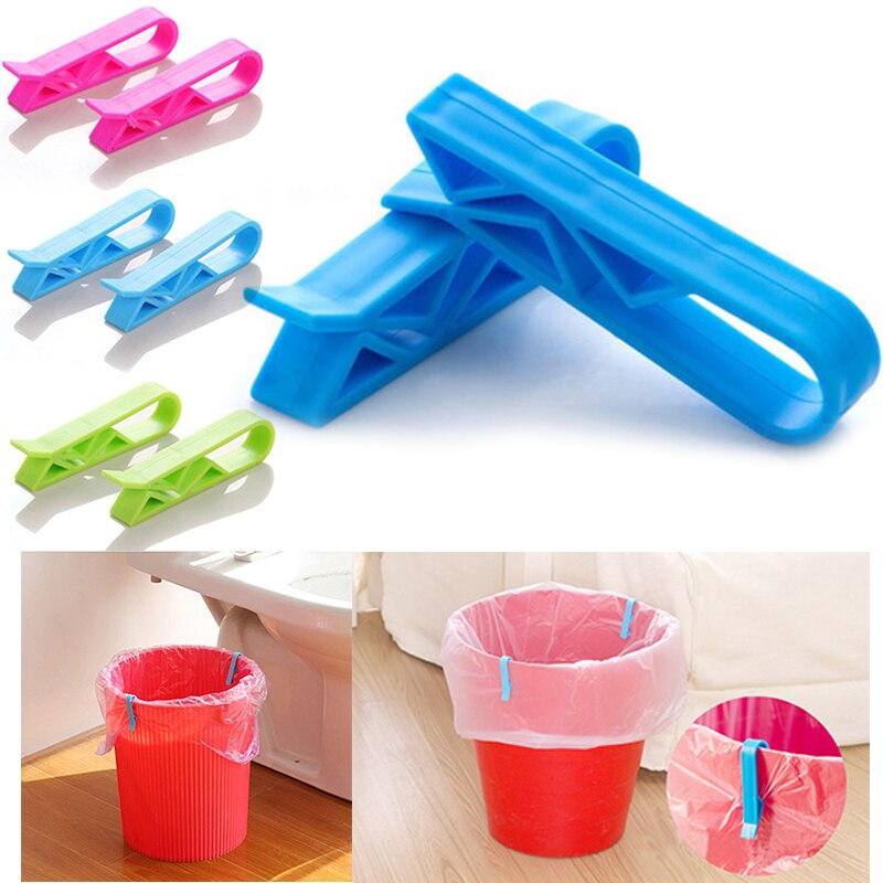 2Pcs Plastic Trash Can Clip Trash Holders Clip Waste Bin Fixed Junk Edge Clip Household Lock Slip-Proof Separator Garbage Bag