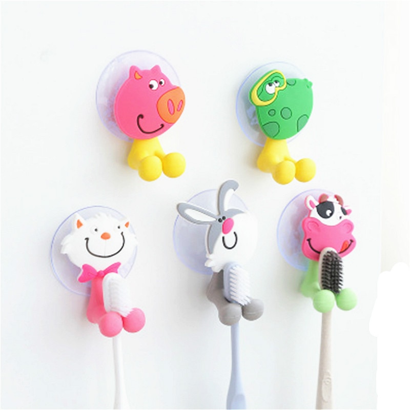 Kawaii, dibujo animado, Animal, adorable, ventosa, soporte para cepillo de dientes, Set de accesorios de baño, soporte de succión de pared, herramienta
