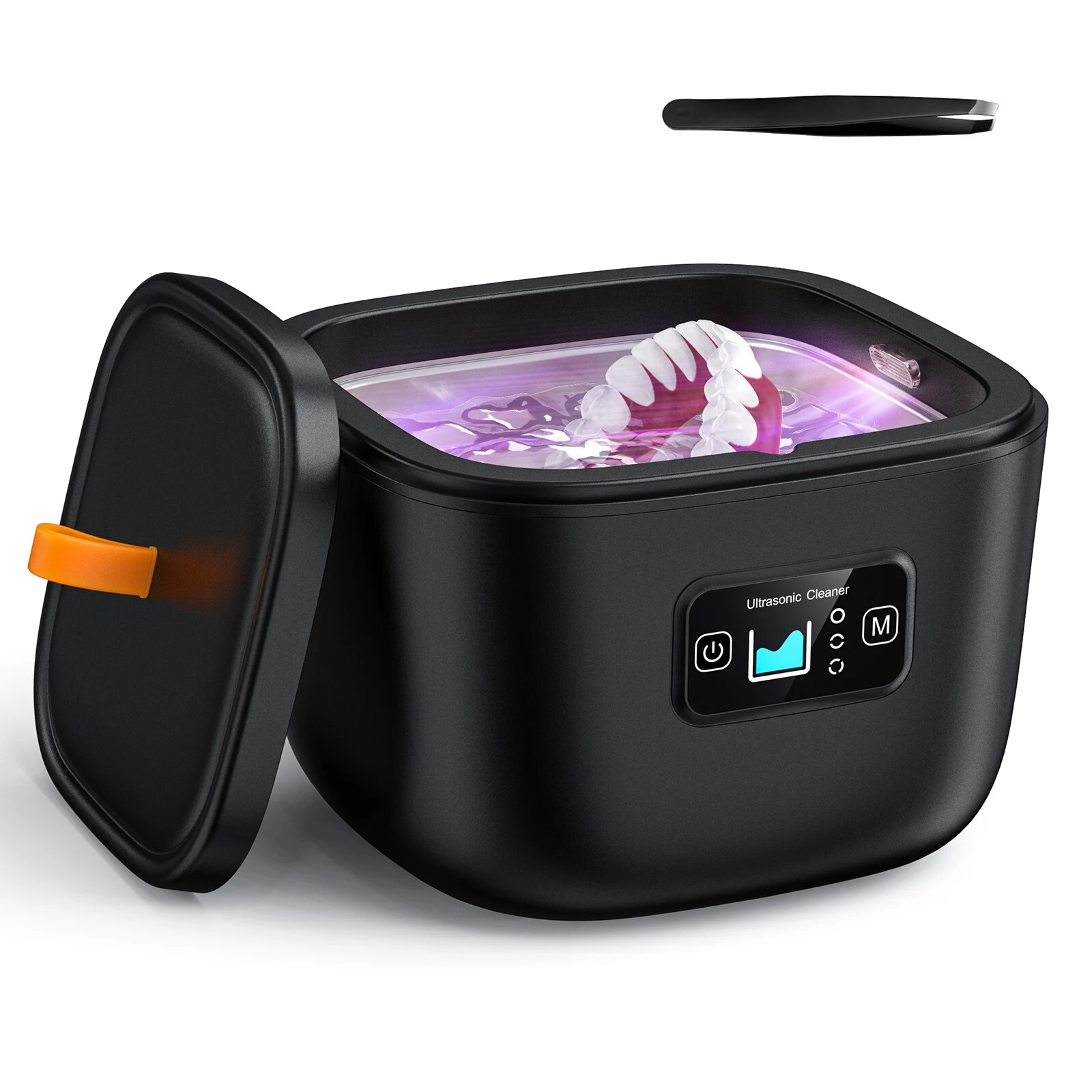 Ultrasone reinigingsmachine Multifunctionele 42000 Hz hoogfrequente kunstgebitreiniging Horloge Sieraden Bril Automatische reiniger: Black / EU