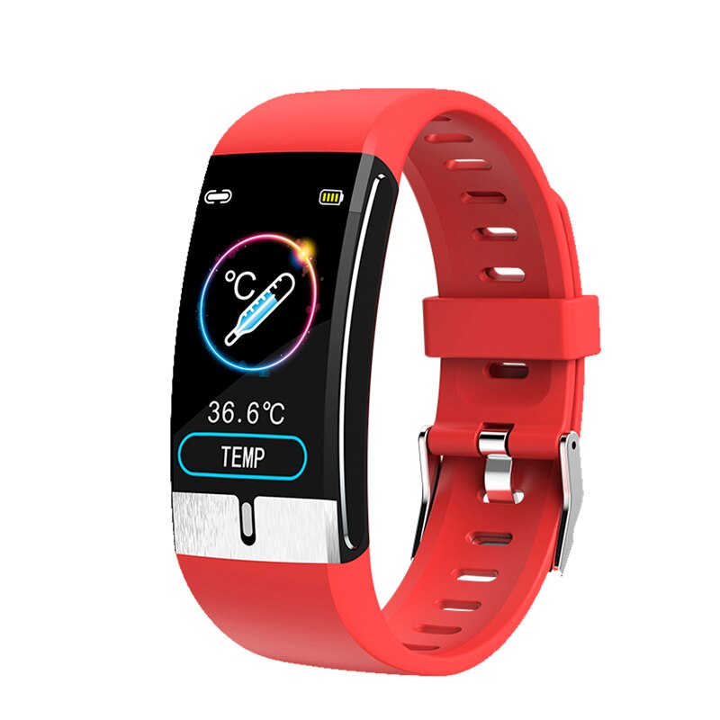 Smartwatch heren  e66 lichaamstemperatuur ecg ppg waterdichte sportarmband bloedzuurstof hartslag smartwatch voor ios android: Rood