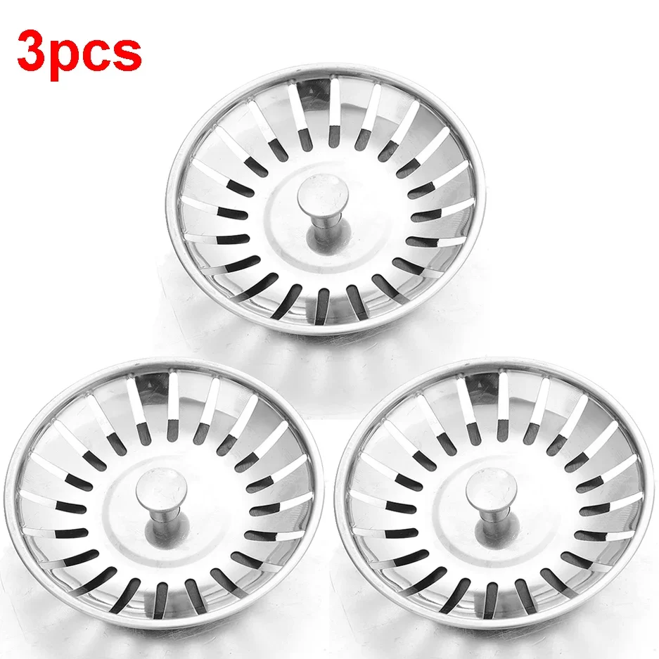 Kitchen Sink Sewer Strainer Basin Drain Stopper Stainless Steel Mesh Filter Waste Hole with Handle Stopper Basket Screen Hole: Black Nickel