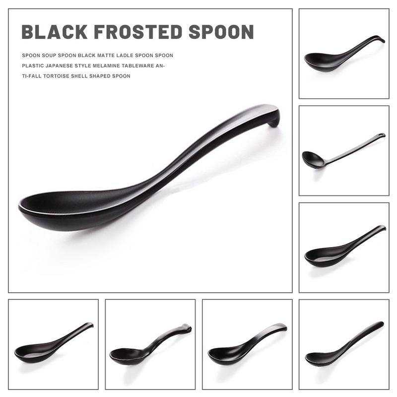 Black Soup Spoon Ramen Soup Bowl Multi-Size Plastic Spoon Ladle Buffet Restaurant Tableware Supplies DH