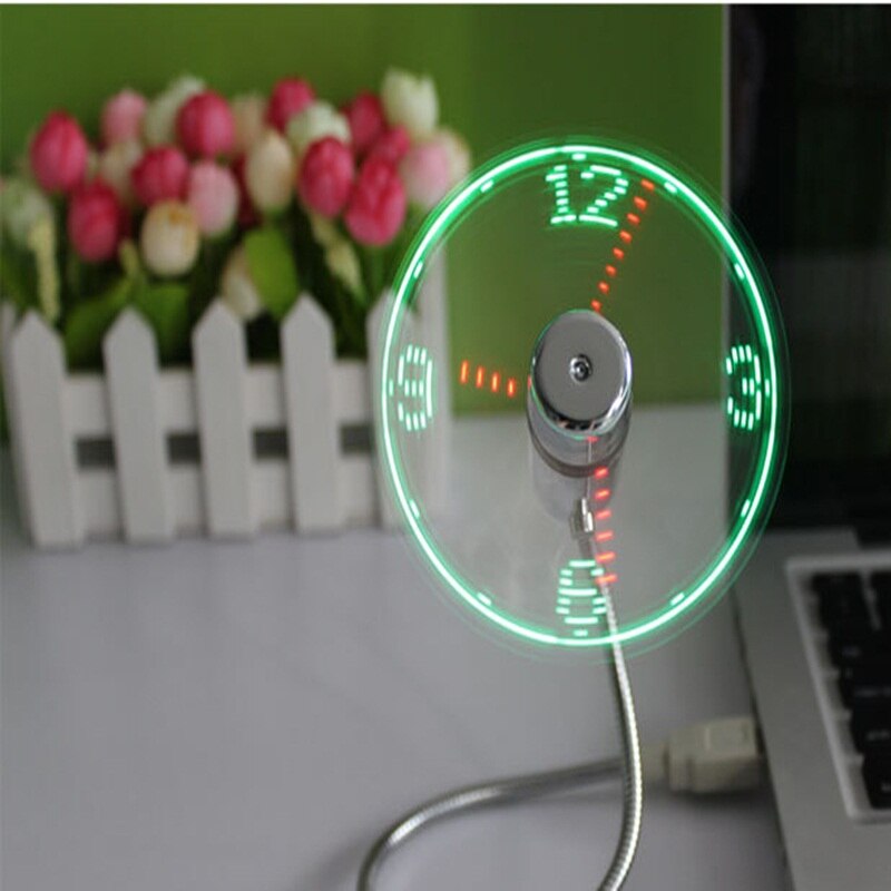 Usb mini fleksibel tid led ur blæser med led lys - fed gadget med led lys