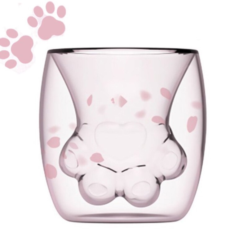 1 stuks hittebestendige dubbelwandige glazen kattenklauwbeker koffiemok handgemaakte dubbellaagse anti-verbranding melkbekers
