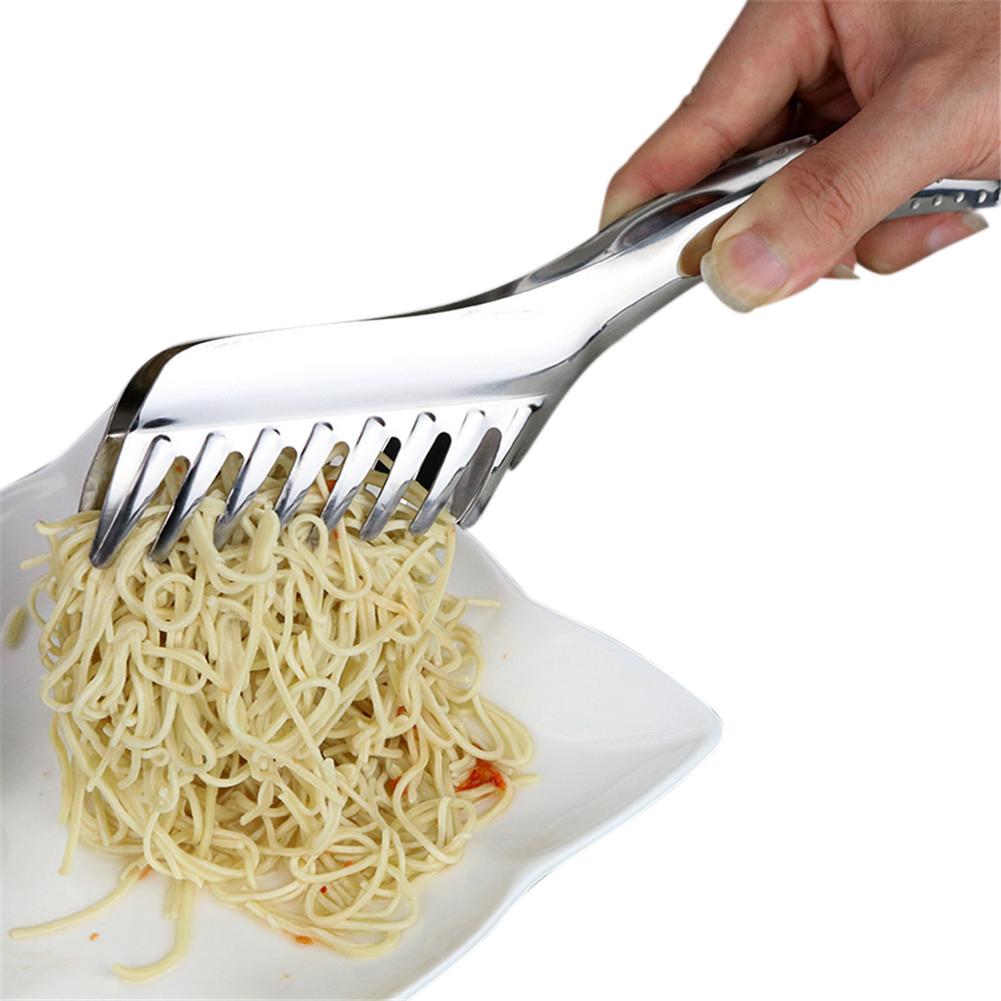 Madklemme i rustfrit stål multifunktionel salatbuffetklemme køkkenværktøj kamformet madklemme spaghettiklemme nudelklemme