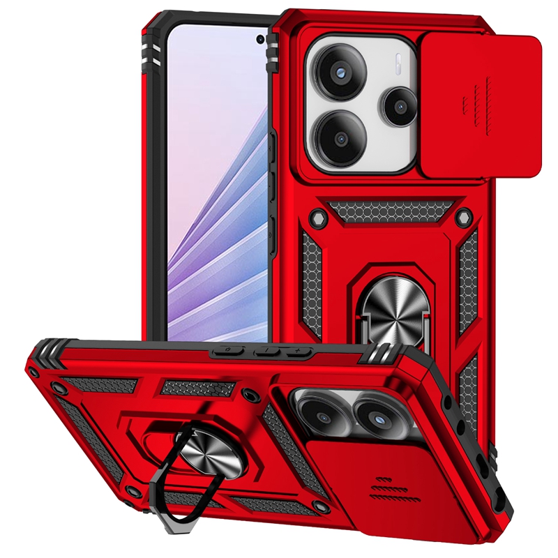 Para Xiaomi Redmi Note 14 4G funda con soporte de anillo armadura a prueba de golpes Coque para Redmy Note14 4G cubierta protectora de lente: Azul
