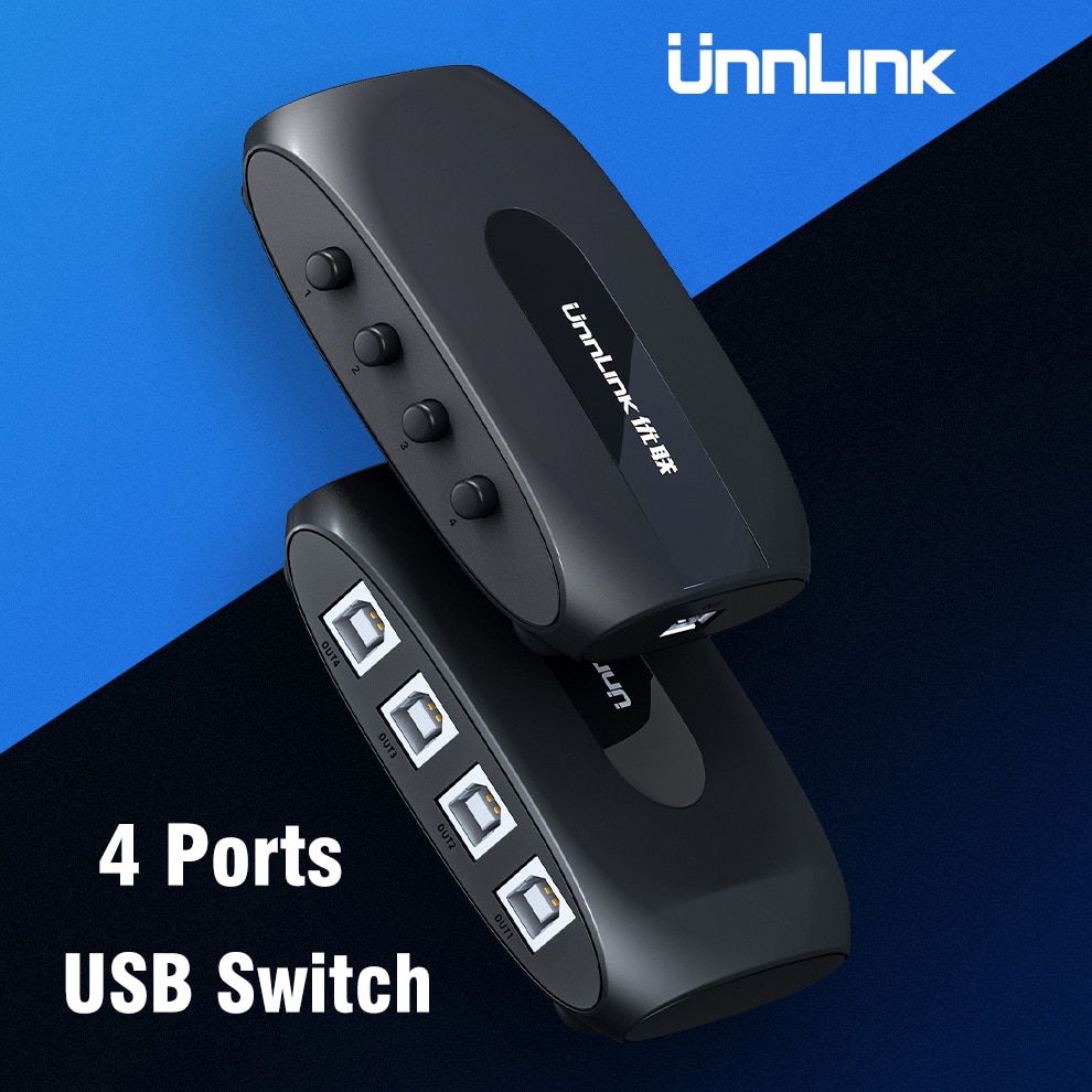 Unnlink 2/4 Ports USB-A sélecteur de commutateur ordinateur partage USB périphériques commutateur adaptateur boîte pour U disque Scanner imprimante souris