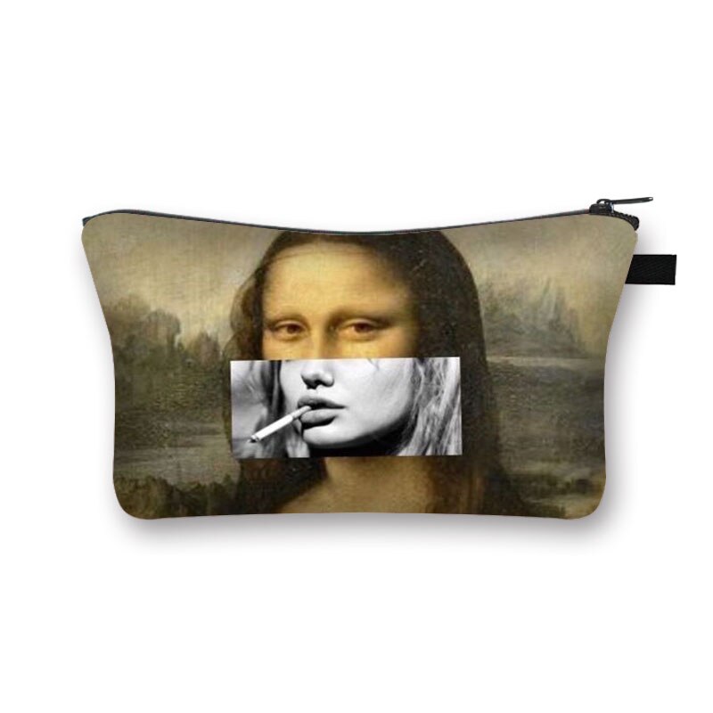 Fun-Bolso de cosméticos spoof Mona Lisa para mujer, neceser de viaje para cosméticos, monedero portátil: shzbqwmnls07x