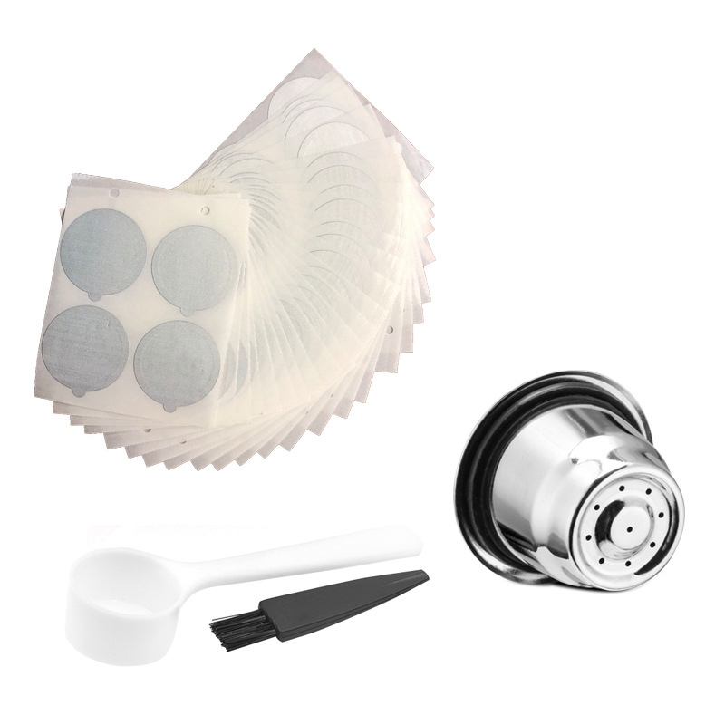 3 Pack Herbruikbare Nespresso Capsules Met 100 Folie Deksels-Rvs Hervulbare Koffie Pods Voor Nespresso: Default Title