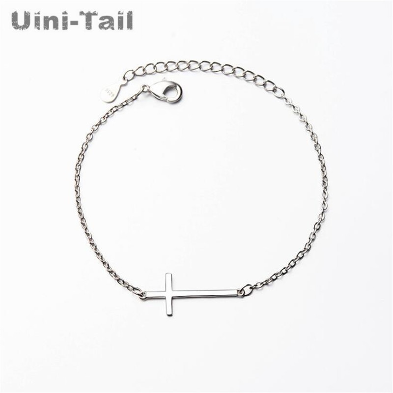 Uini-Staart 925 Sterling Zilveren Simple Cross Armband Mode Tij Flow Geometrie Hand Sieraden Armband GN632