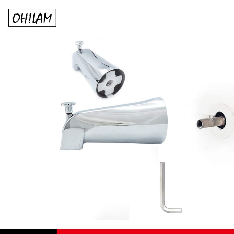 Bathroom Tub Spout With Diverter Chrome ORB House Builders Slip-on Tub Pull-up 5-Inch Diverter Spout