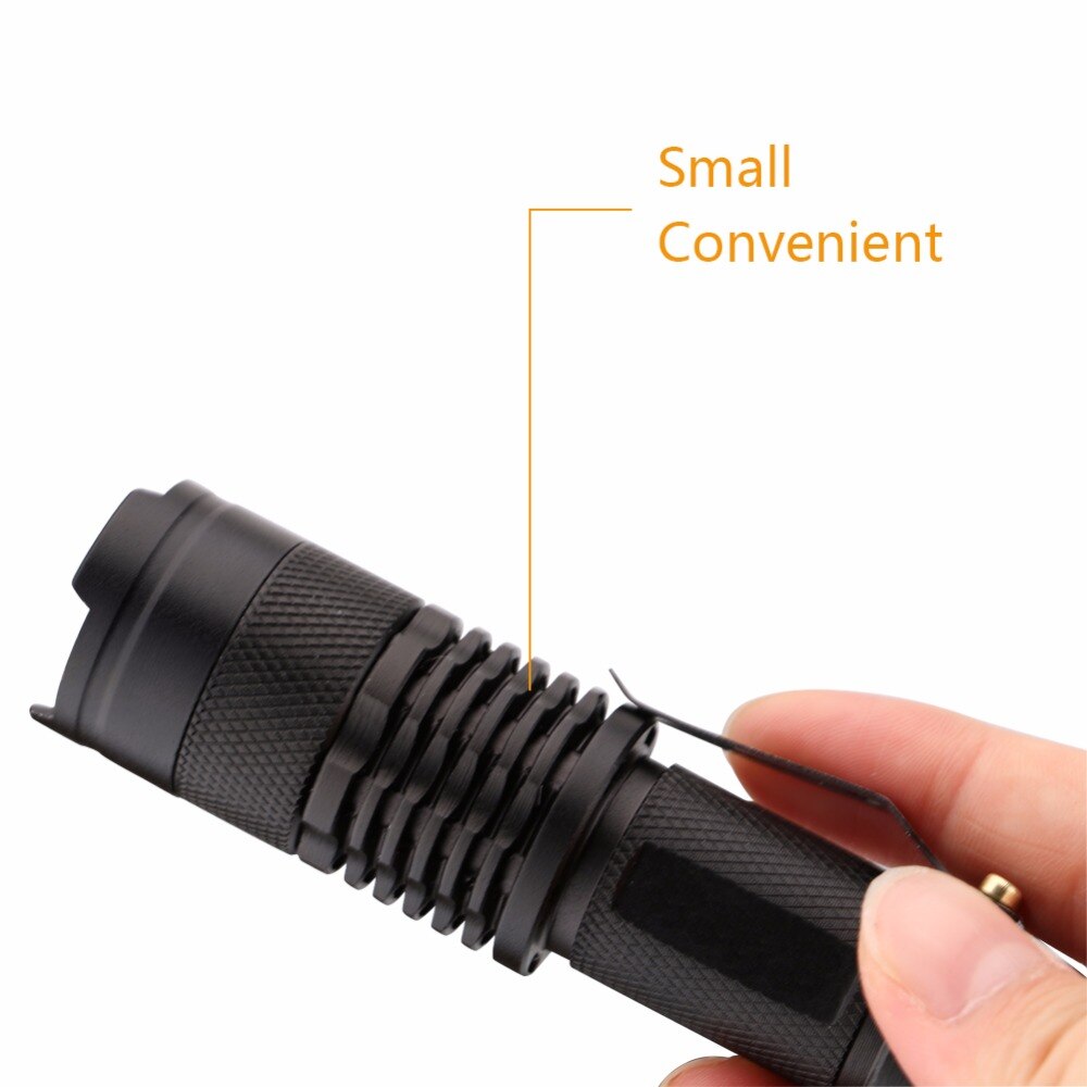 Mini Zoomable Shockproof XP-E Q5 LED Zaklamp Zaklamp Verstelbare Focus Lantaarn Draagbare Penlight outdoor Camping zaklamp