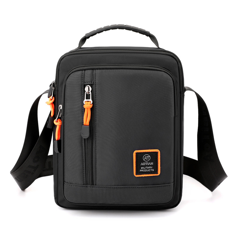 Bolso de hombro para hombre, bolso pequeño impermeable para teléfono móvil, bolso de mensajero para hombre, bolso cuadrado, bolsos cruzados de viaje: Negro