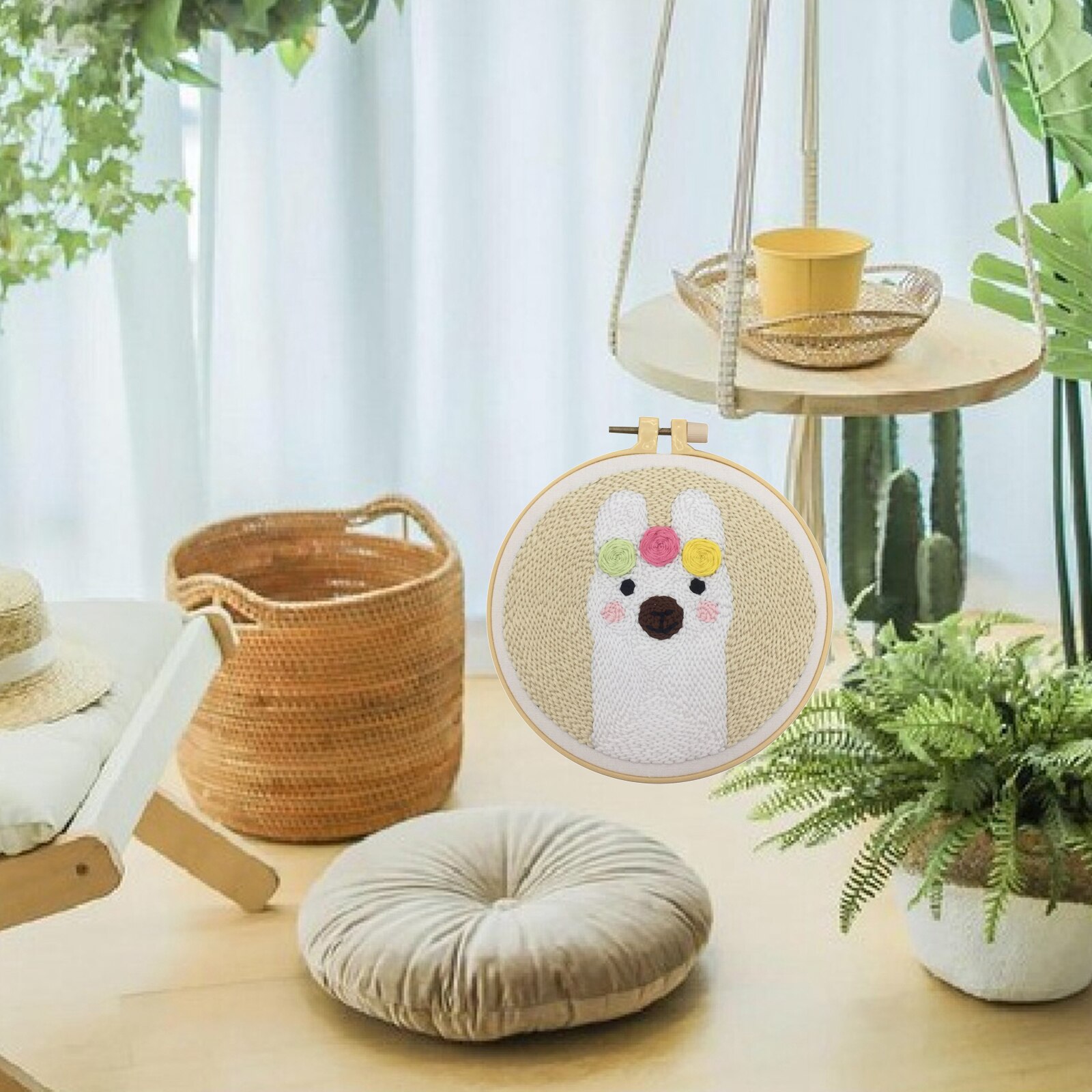 1 Set Punch Needle Embroidery Starter Kits Threader Fabric Embroidery Needles