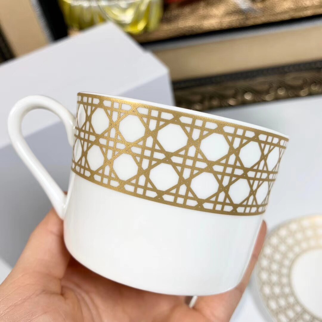 Tasse à café en rotin doré, à carreaux, en céramique, thé, noir, vaisselle, Animal, de mariage et de pendaison de crémaillère