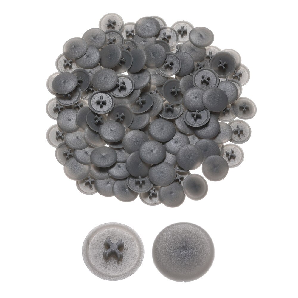 100Pcs 3 in 1 Screw Protective Cap Covers Self-Tapping 17mm Flat Phillips Screw Cap Nuts Plastic Covers Furniture Exterior Decor: grey