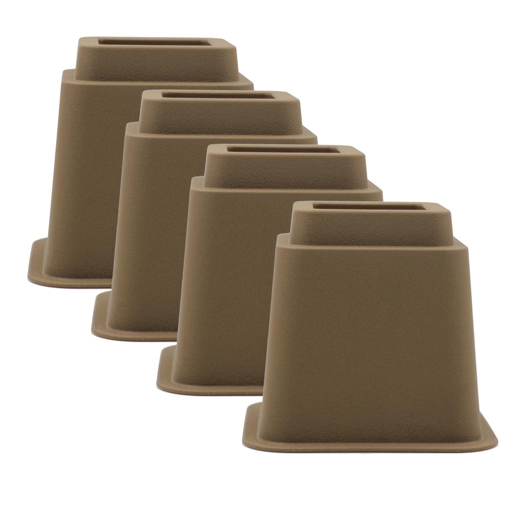 4 Piece White/Brown Furniture Risers Adjustable Sofa Bed Table Desk Chair Riser: Brown 5inch 4pcs
