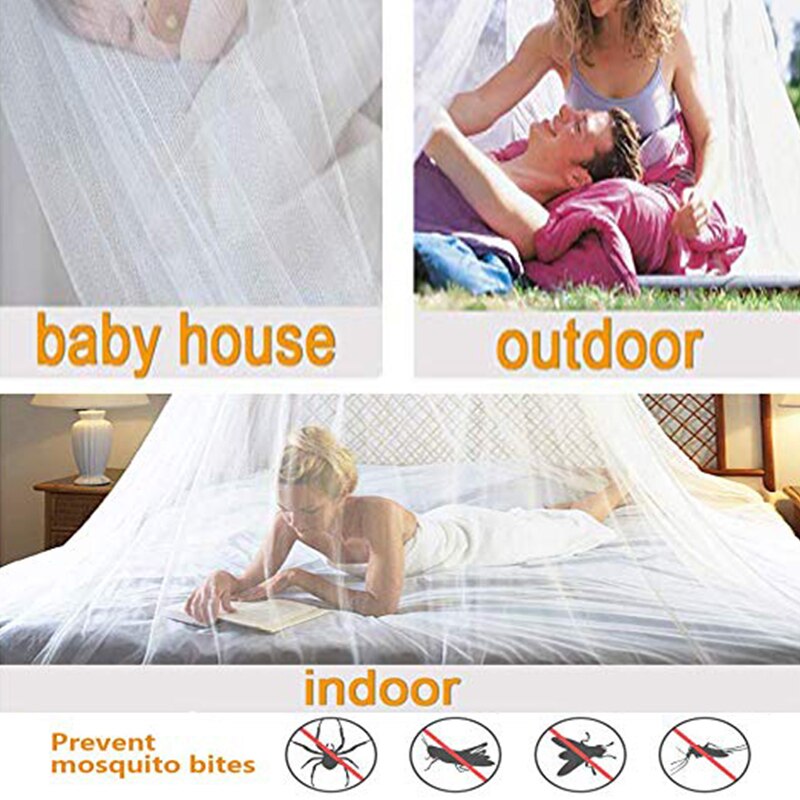 Surper Large Mosquito Mesh Net Quick Easy Installation Hanging Canopy Netting Universal White Dome Mosquito Net for All Size Bed