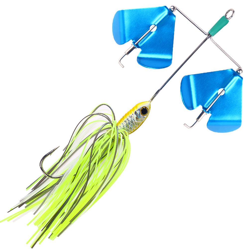 Señuelo de pesca giratorio con cola de lubina, cebo giratorio, Buzzbait, 13,5 cm, 21,5g, plantilla de natación, emisión de alta vibración, Spinnerbait de hoja de alzal: Silla marrón