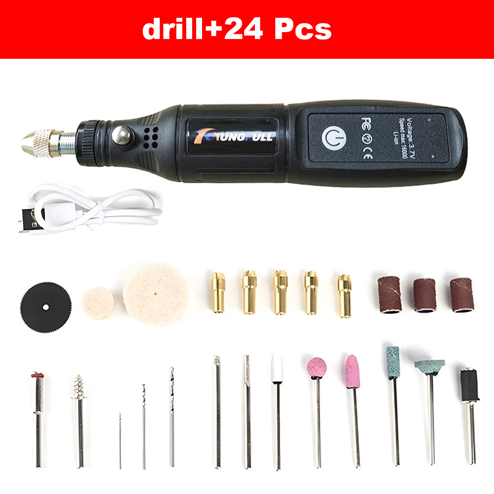 Bezprzewodowa mini wiertarka ręczna USB Mini wiertarka elektryczna narzędzie obrotowe obróbka drewna grawerowanie pióro Dremel narzędzia do biżuterii metalowe szkło: Niebieski
