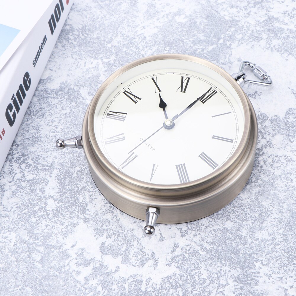 Metal Alarm Clock Roman Numerals Table Bedside Silent Alarm Clock without Battery