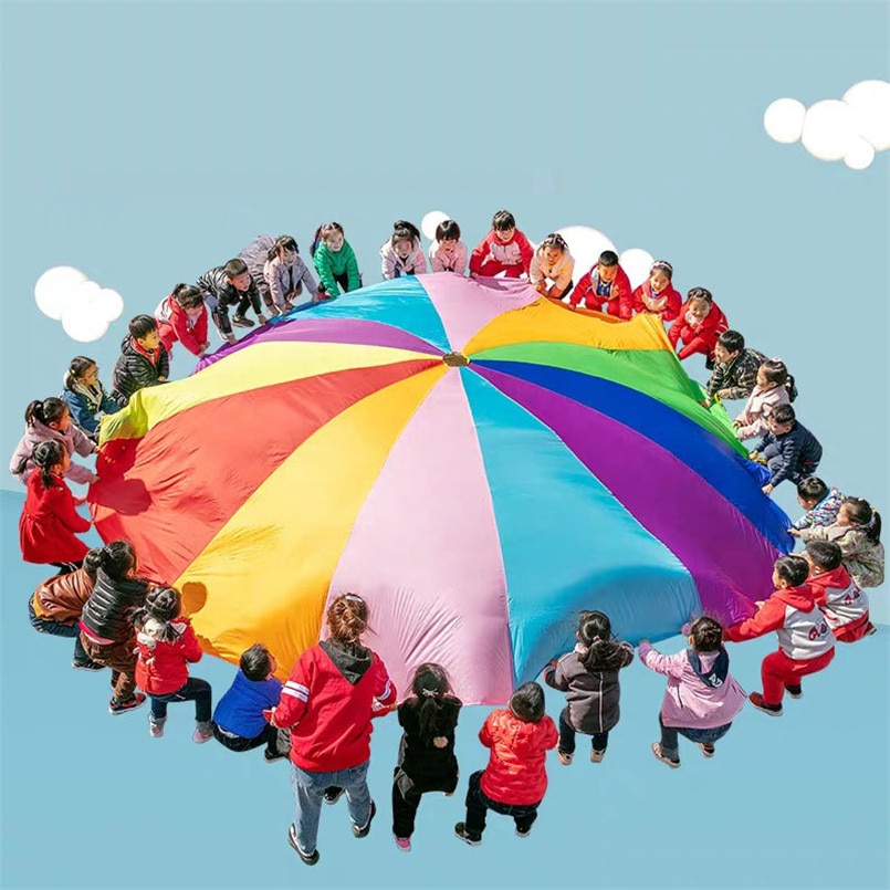 2M/3M/4M/5M Kleuterschool Regenboog Paraplu Stof Parachute Speelgoed Outdoor Sport Games mat Kinderen Oefening Ontwikkeling Leuk Speelgoed