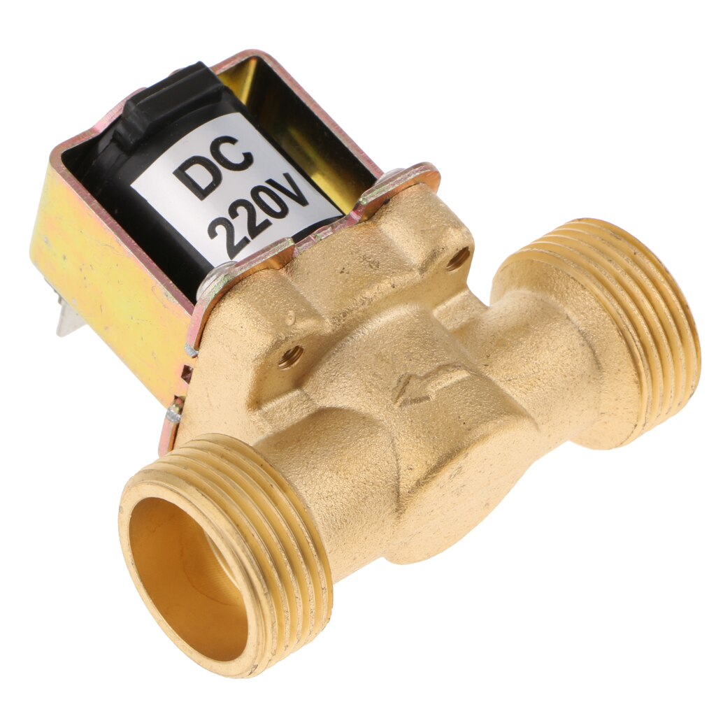 Messing normalt lukket elektrisk magnetventil luft vand 6 punkter udvendigt