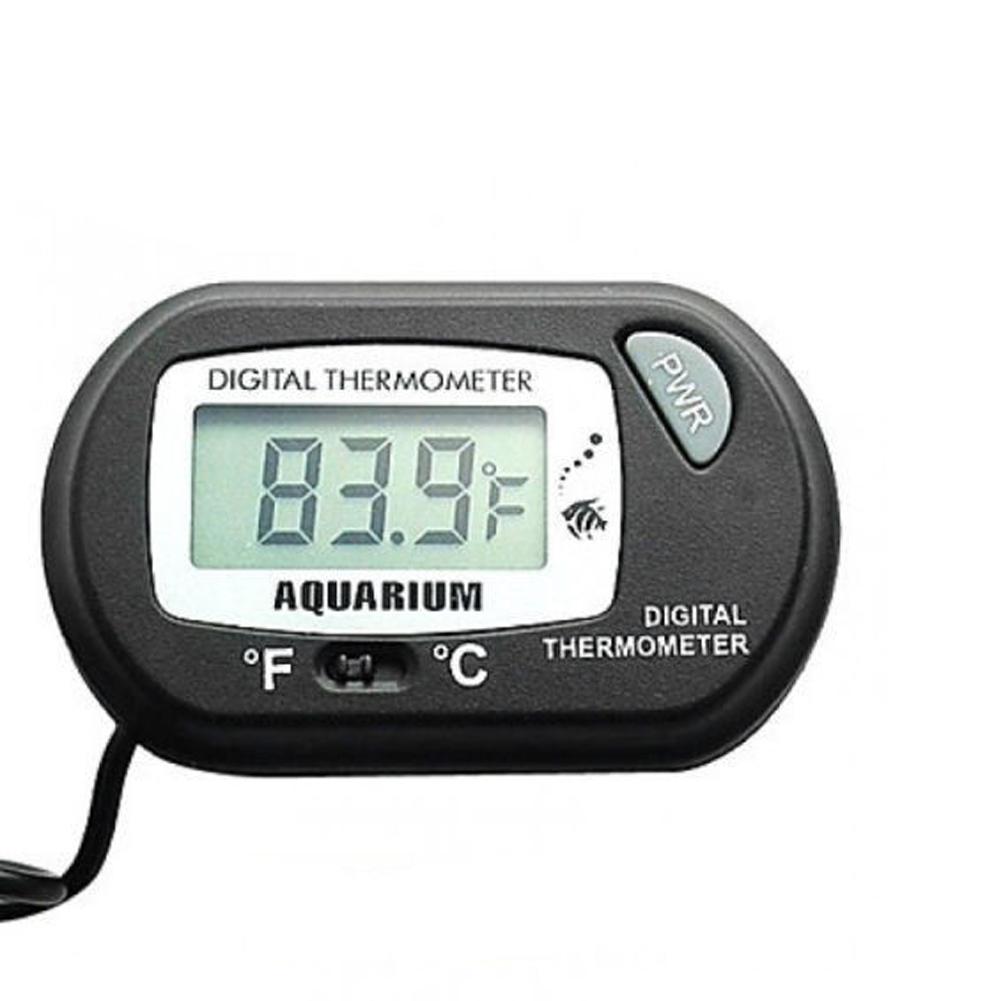 Zwarte Digitale Lcd Water Thermometer Met Sucker Voor Reptiel Voerbox Aquarium Aquarium
