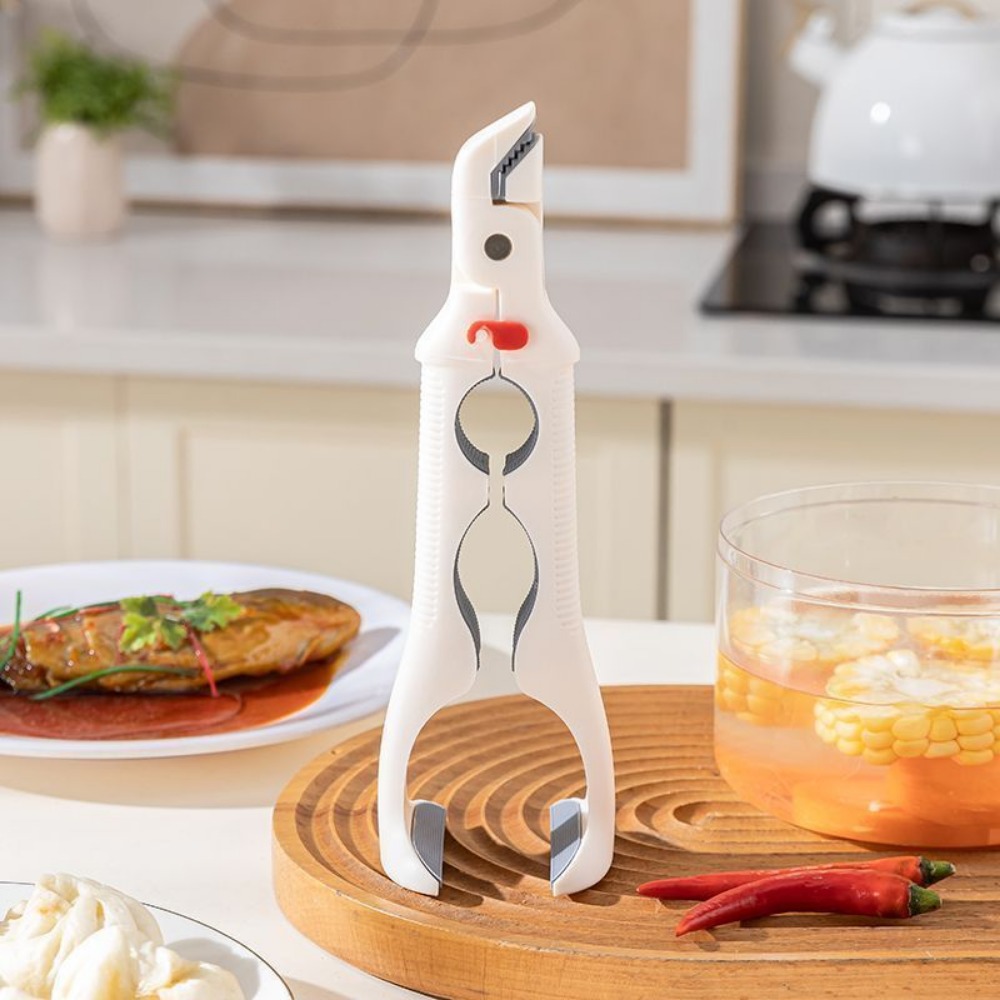 3-in-1 Heat-Resistant Kitchen Tongs – Non-Slip Bowl & Plate Holder for Steaming, Serving, Oven Use: Red