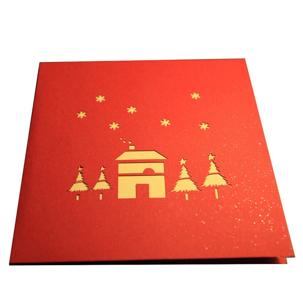 3D Christmas House Greeting Card Birthday Card Festival Blessing Card Paper Card Decor Supplies