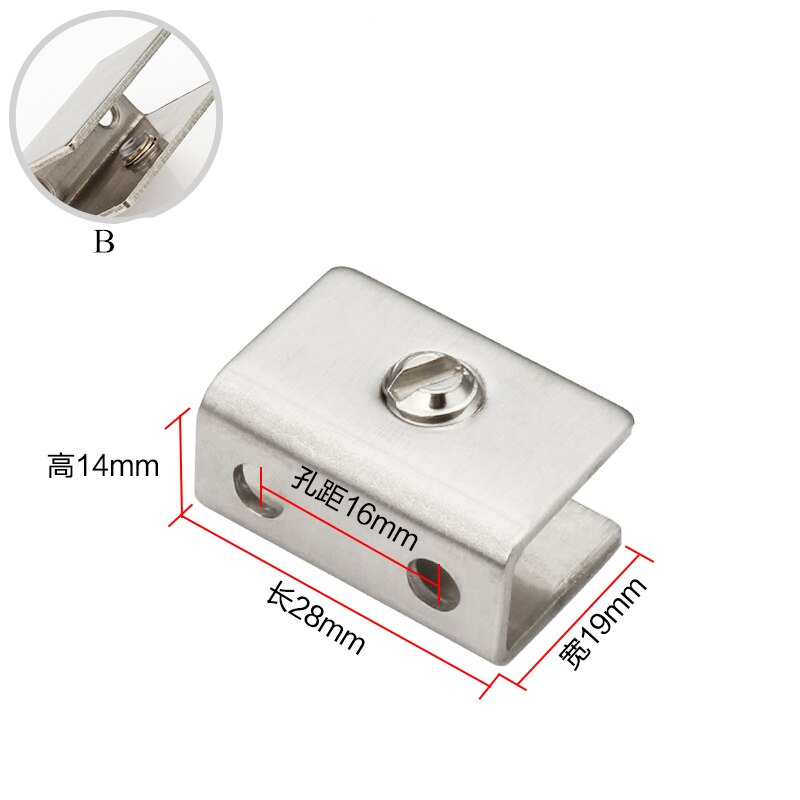 Abrazaderas de vidrio de acero inoxidable, soportes fijos, estantes montados en la pared, soportes de esquina, Clips de armario, 2 uds.