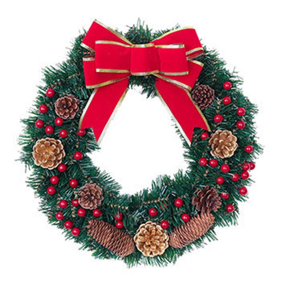 Couronne de noël en aiguilles de pin, cerceau floral pour porte de maison, ornement suspendu, décoration de mariage, bonne année: Un