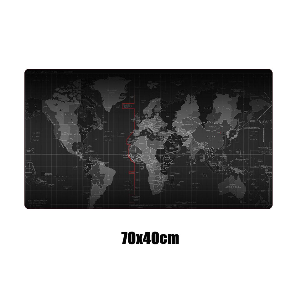 Grote xl gaming muismat met wereldkaart, afsluitbare rand, antislip voor computer, grote gaming muismat, rubberen notebook, toetsenbord, bureaumat: 7040cm