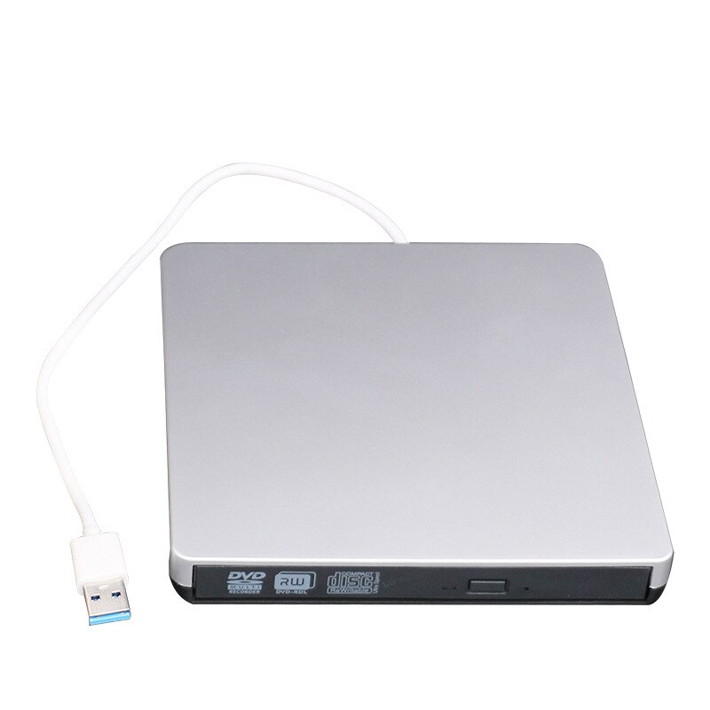 Lector de DVD externo Universal, USB, 3,0, CD externo, VCD, DVD, ordenador de escritorio, unidad de DVD óptica externa: Silver black