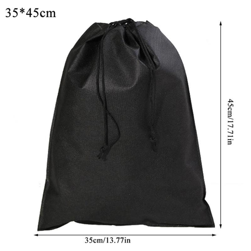 Non-Woven Fabric Drawstring Bags Home Laundry Shoe Travel Portable Pouch Drawstring Tote Bag Organizer: black 35x45cm