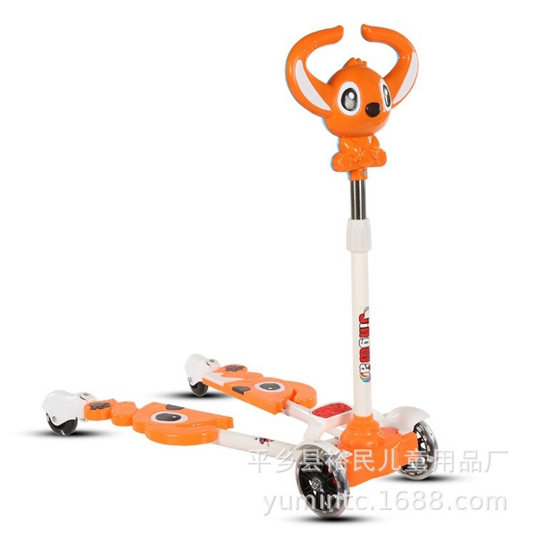 Trottinette à quatre roues pour enfants, ajustable et brillant, ciseaux, voiture, jouets pour bébés