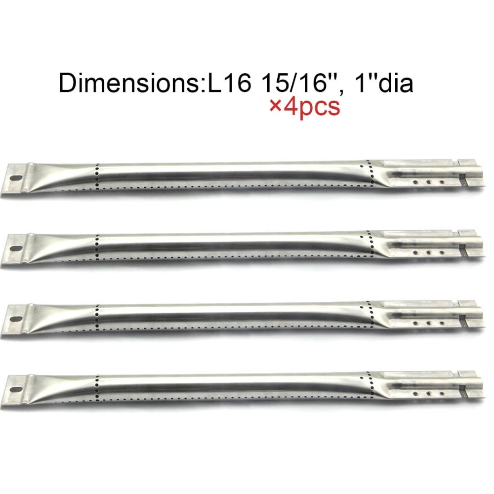 BBQ Parts 15641 Gas Grill Replacement 16.9 Inch Straight Stainless Steel Burner For Charmglow Charbroil 4pack