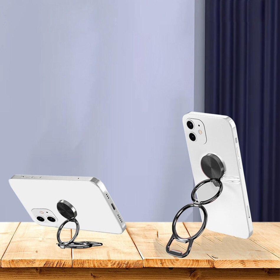 Soporte Universal para teléfono móvil, accesorio de aleación de Zinc, anillo plegable, ultrafino, magnético, para coche, tableta, PC, escritorio: C2