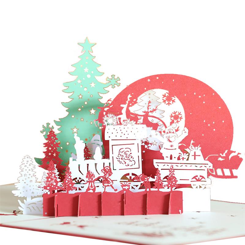 Christmas 3D Cards Pop Up Greeting Cards for Xmas Year Greeting Cards Paper Craft Merry Christmas Cards: 9
