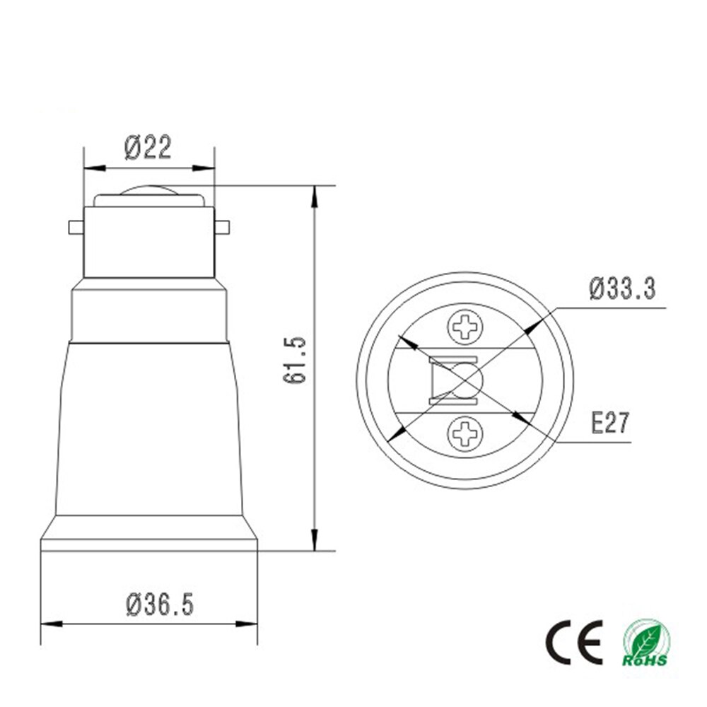 E27 Om B22, b22 Om E27 Licht Socket Adapter 250V2A Pbt Behuizing Ce Rohs Led Lamp Base Houder Socket Converter