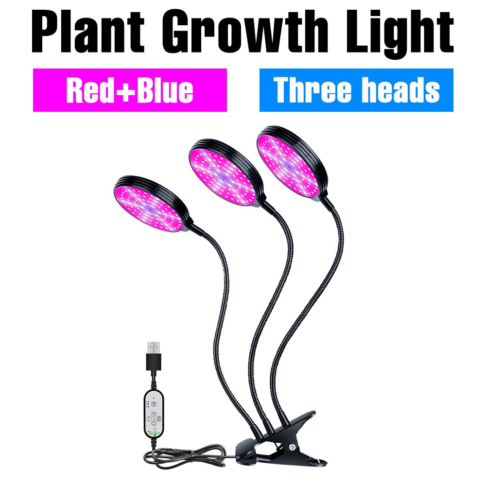 5v usb phyto lampe vokse lys led fuld spektrum lys plante voksende lampe fitolampe til frøplanter blomst fitolampy vokse telt boks: 3 hoveder 45w