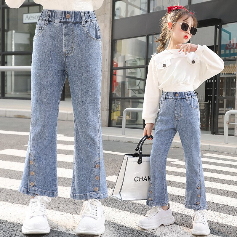 Pantalones vaqueros rectos de pierna ancha para niña Y niño, ropa informal de para adolescentes de 8, 9, 10, 12, 13 Y 14 años, primavera Y otoño