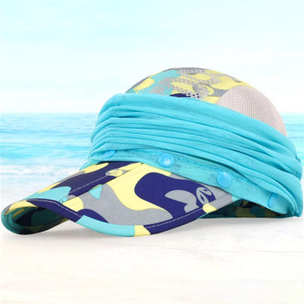 GloryStar Flat brim Sun Hat Ladies Sunscreen Outdoor Folding Baseball Cap Summer Mesh Quick-Drying Cycling Cap 56-59cm