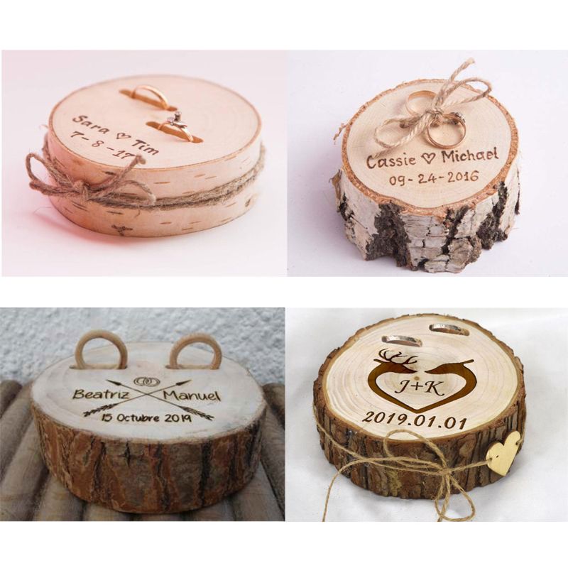5-7 Cm Diy Natuurlijke Houten Unfinished Blank Vintage Shabby Wedding Ring Box Natuurlijke Hout Sieraden Dispaly Rustieke Ring lade