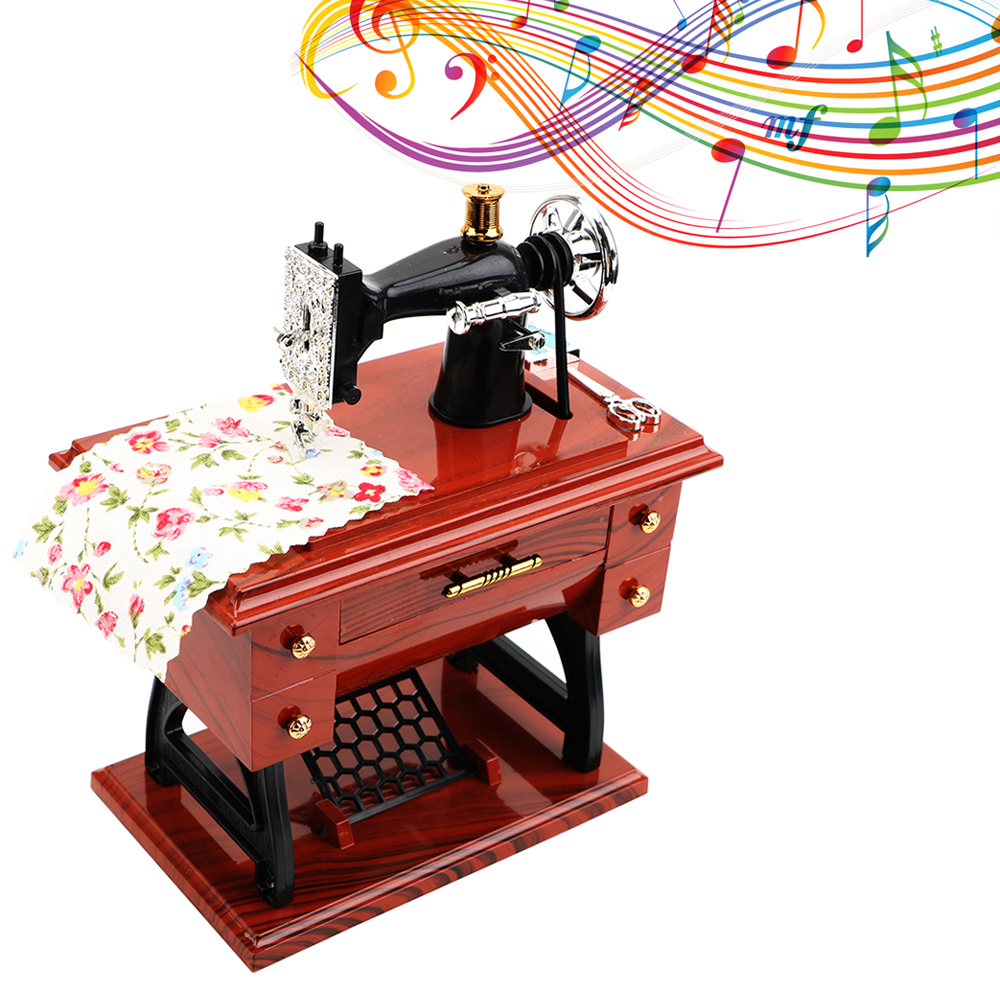 Jewelry Box Mini Sewing Machine Style Music Box Hand Crank Vintage Music Boxes Christmas Year Birthday