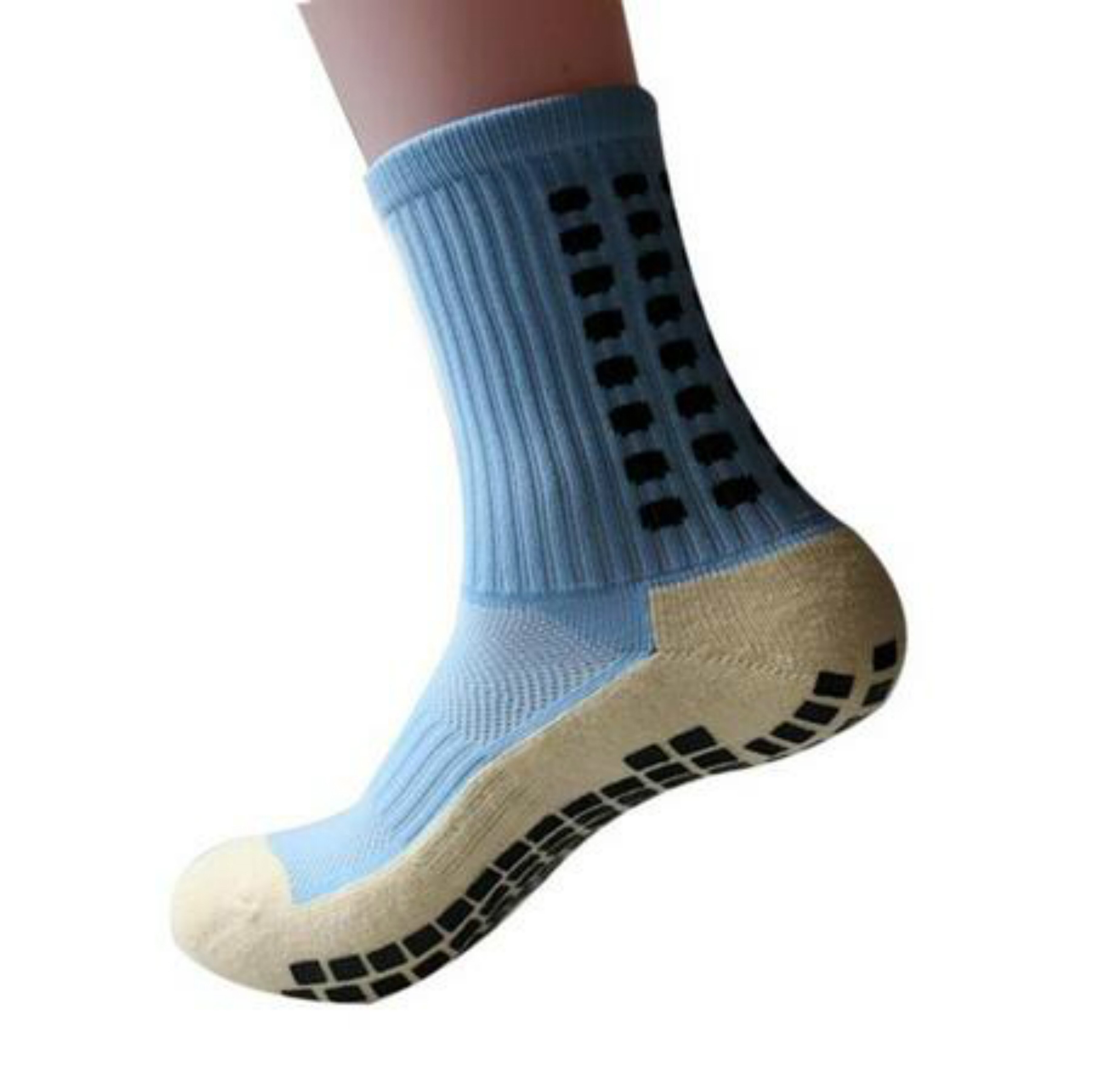Calcetines antideslizantes transpirables para hombre y mujer, de algodón y Goma, para correr, fútbol, de , para ciclismo: Azul cielo